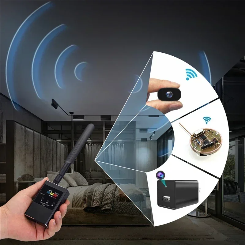 Anti Spy Candid Wireless RF Signal Detector Bug GSM GPS Tracker Hidden Camera Eavesdropping Device Military Professional Version