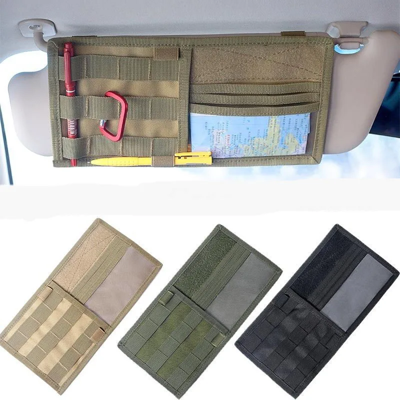 Tactical Molle Vehicle Sun Visor Organizer Panel Cd Storage Bag Car