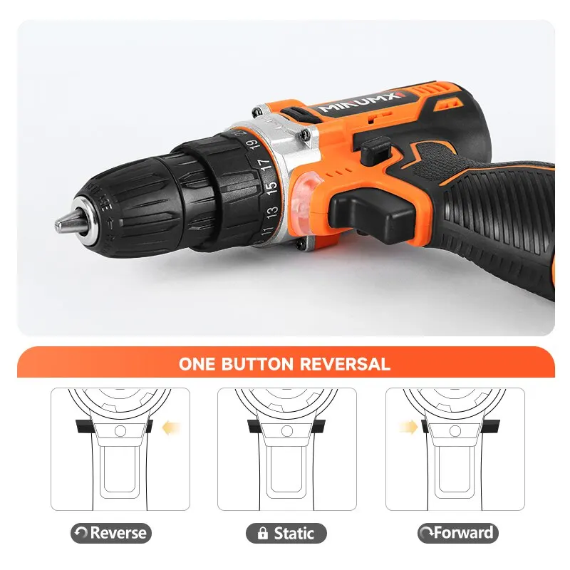 Minimumx-destornillador eléctrico 25 Plus, Taladro Inalámbrico de 12V, 1 Configuración, dos velocidades, minicontrolador de potencia, herramientas de batería