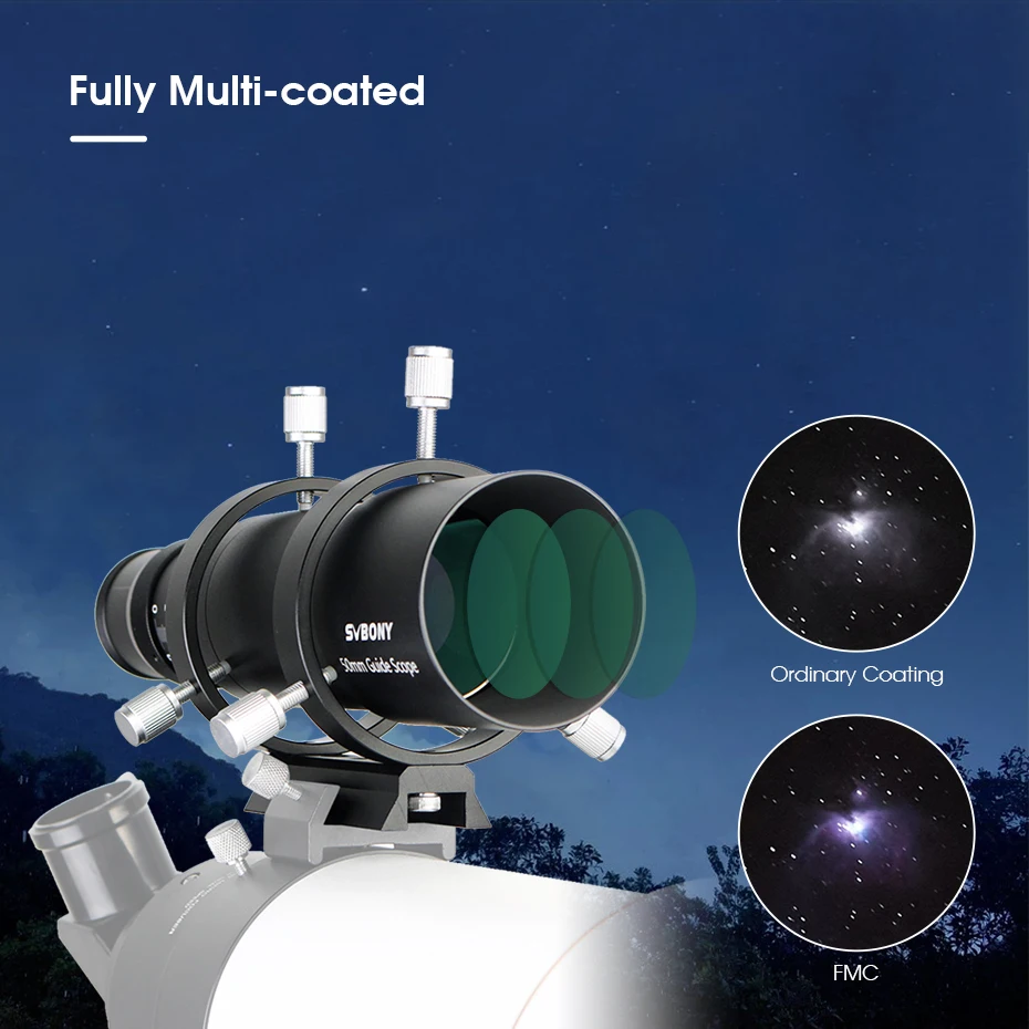 SVBONY SV106 Führungsfernrohr 50/60 mm, vielseitig einsetzbar, vollständig mehrfach beschichtet, vollständig mit spiralförmigem Fokussierer für CCD-Astronomiekamera oder Okular – Detail 6