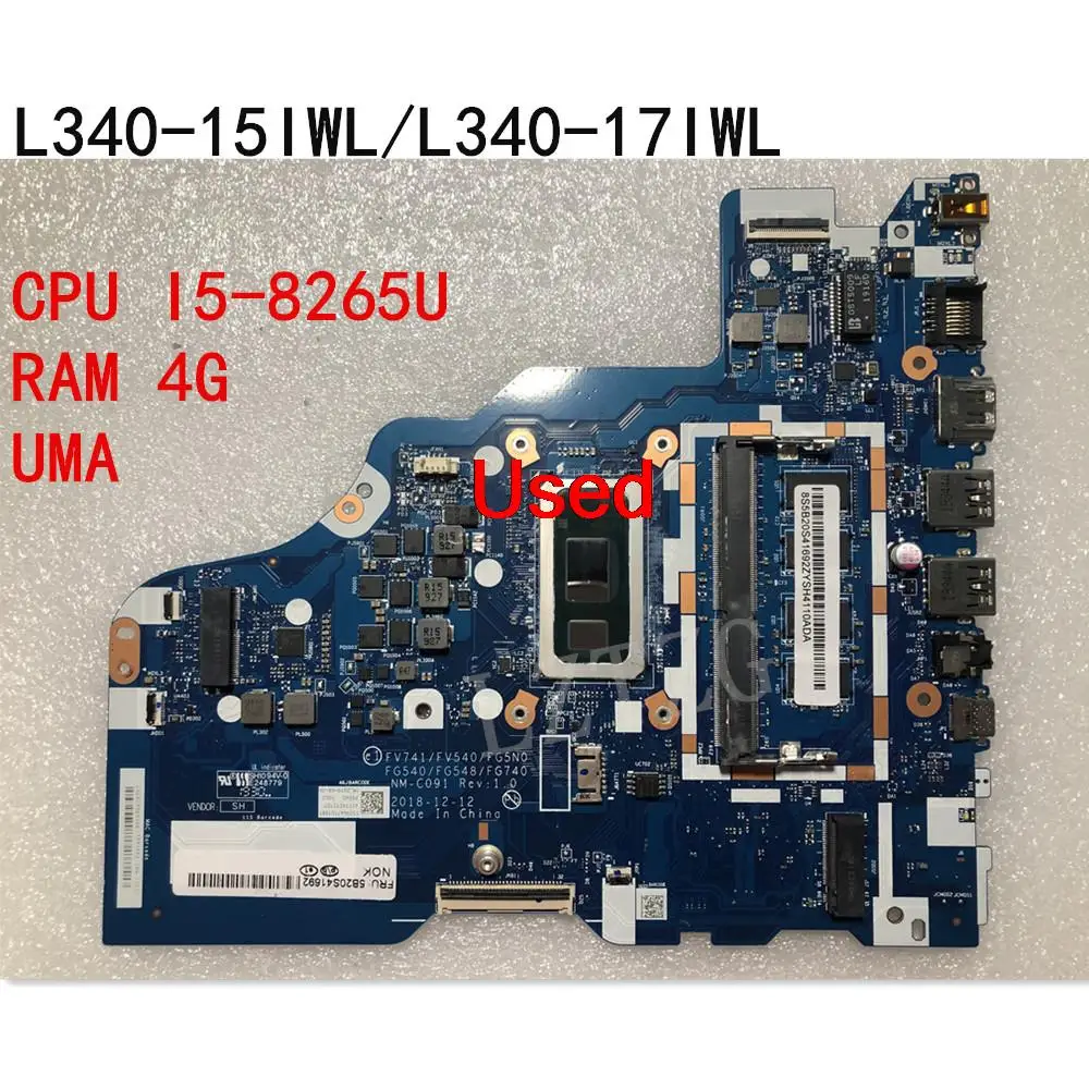 

Used For Lenovo Ideapad L340-15IWL/L340-17IWL Laptop Motherboard Mainboard CPU I5-8265U UMA RAM 4G FRU 5B20S41692