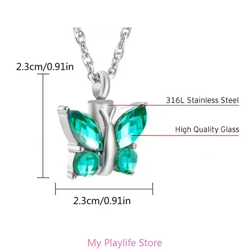 Collana Urna Per Ceneri Di Gatto In Argento 925 – Ciondolo A Farfalla, 17,9x18,5 Mm, Catena Regolabile, Regalo Amanti Gatti