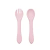 2PCS Food Grade Silicone Baby Spoon Fork Children Silicone Tableware Spoon Baby Food Supplement Fork Spoon Set Baby Tableware 5