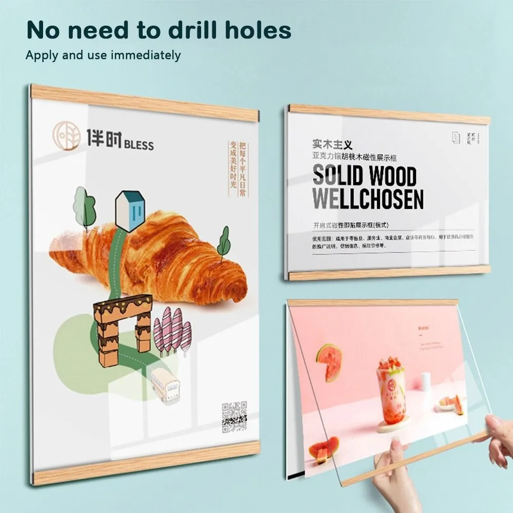 Durable Acrylic Display Frame Magnetic A3/A4/A5 Business License Frame Transparent Wall Mounted Certificate