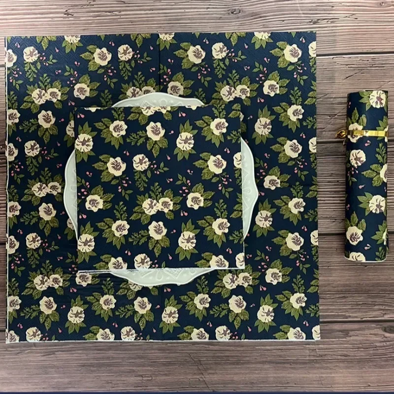 2-Ply Colourful Printed Paper Napkins Dark Blue Napkins Printed Paper Placemats for Party Decorations 20pcs 33*33cm