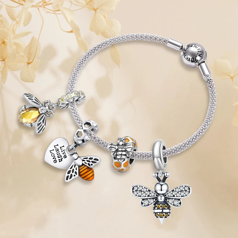 BAMOER 925 Silver Bee Charm Bead 3