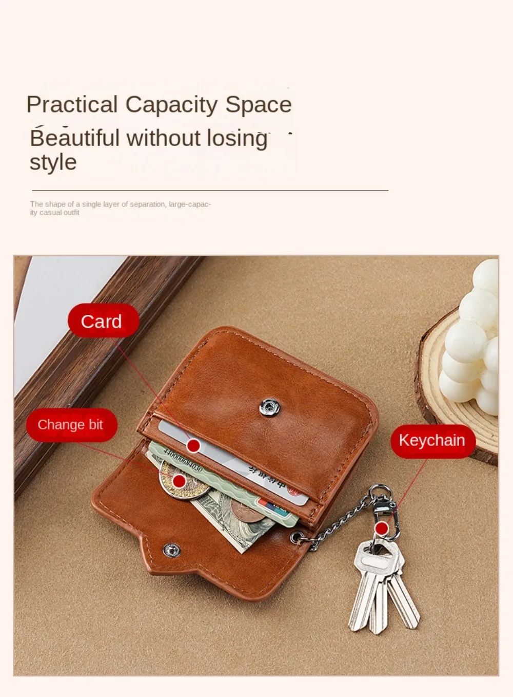 Mode PU Leder Mini Karte Brieftasche Herzförmige Multi-karte Geldbörse Leichte Frauen Männer Karte Halter Bargeld Münze tasche – Detail 6