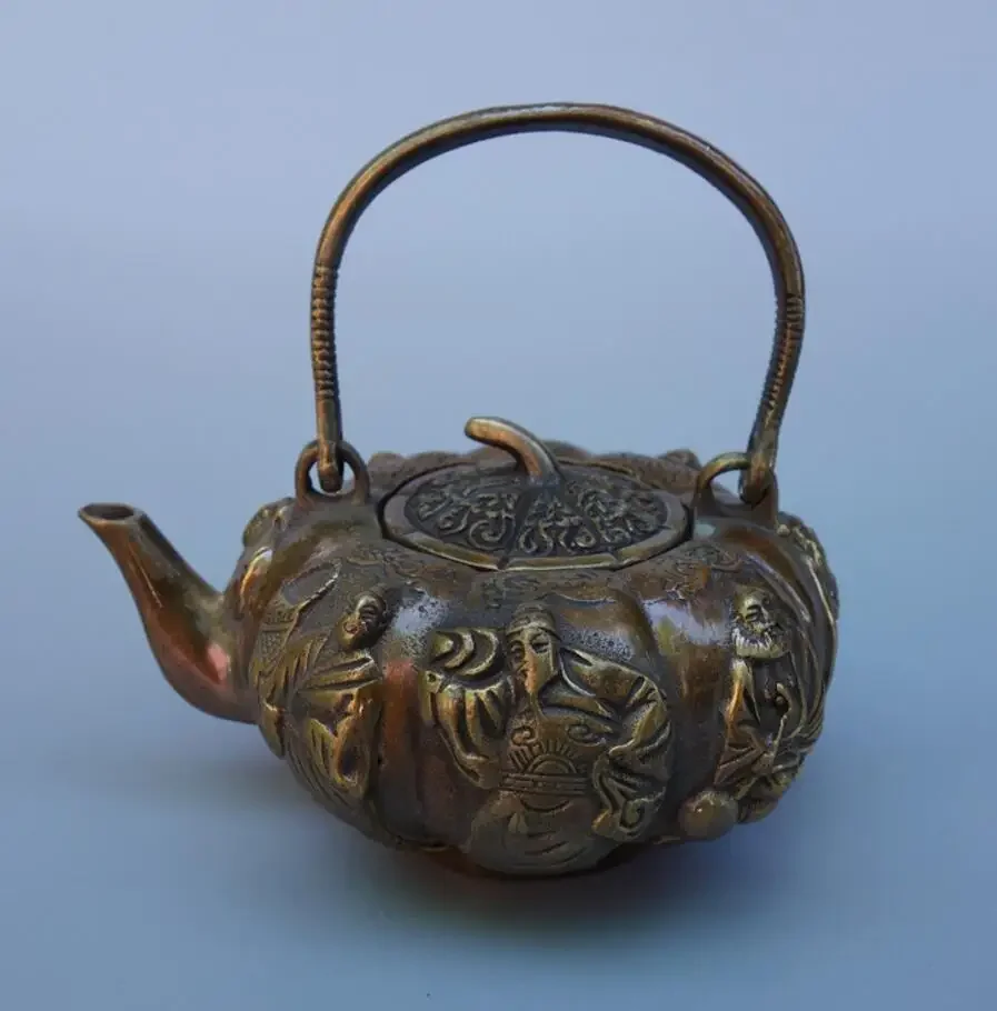

Copper Statue Pure copper pot, eight immortals pot, ornament, kettle, teapot, home decoration, craft gift, antique, miscellaneou