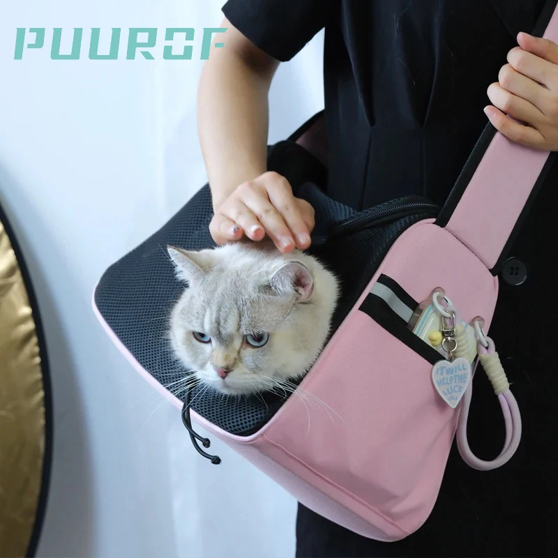 Diagonal shoulder mesh cat outcrop casual camping cat bag