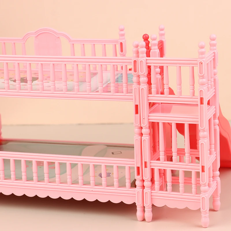 Puppenhaus Mini Prinzessin Etagen bett mit Rutsche Puppenhaus Simulation Möbel Zubehör Puppenhaus Schlafzimmer Dekoration – Detail 15