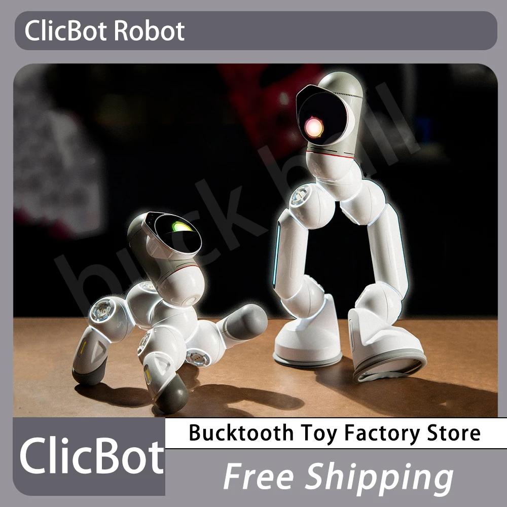 ClicBot 지능형 로봇 모듈러 접합 AI 프로그램 어린이 퍼즐 장난감 모델, 데스크탑 전자 애완 동물 로봇, 크리스마스 선물 동행