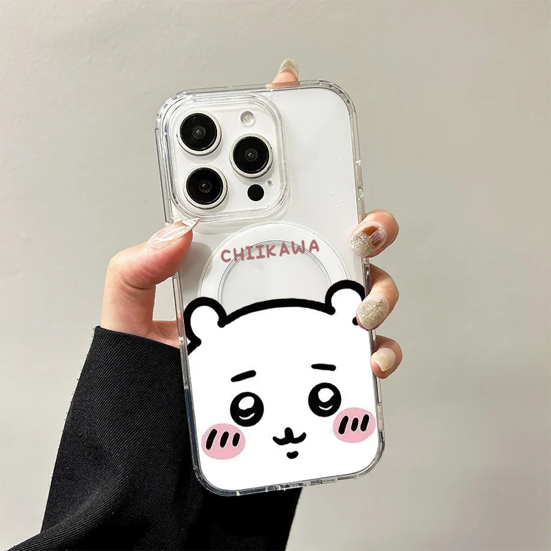 Transparent Silicone Wireless Charging Case with C-Chiikawas Hachiware Design