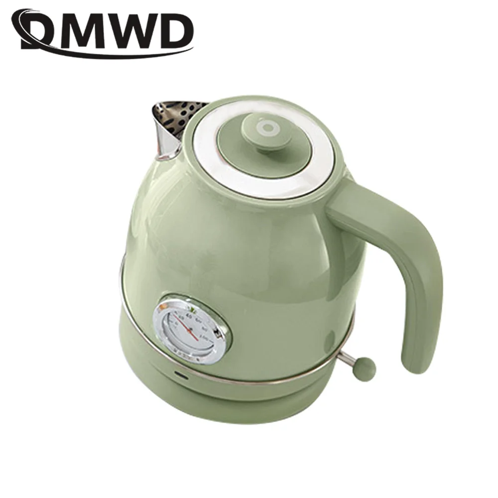 DMWD Household Retro Kettle Electric Water Boiler 1.7L Heating Pot  304 Stainless Steel Tea Pot Potable Coffee Pot Thermometer 2