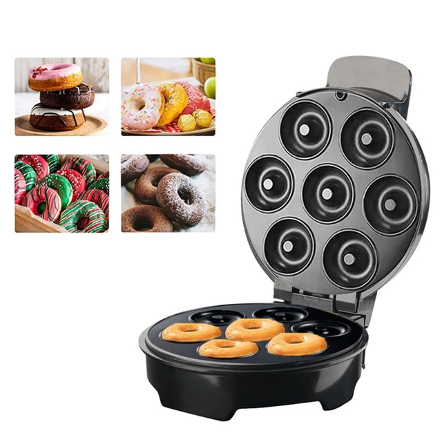 1Piece 1000W Non-Stick Coated Kitchen Donut Maker Kids Snacks Desserts  Breakfast Makes 7 Donuts