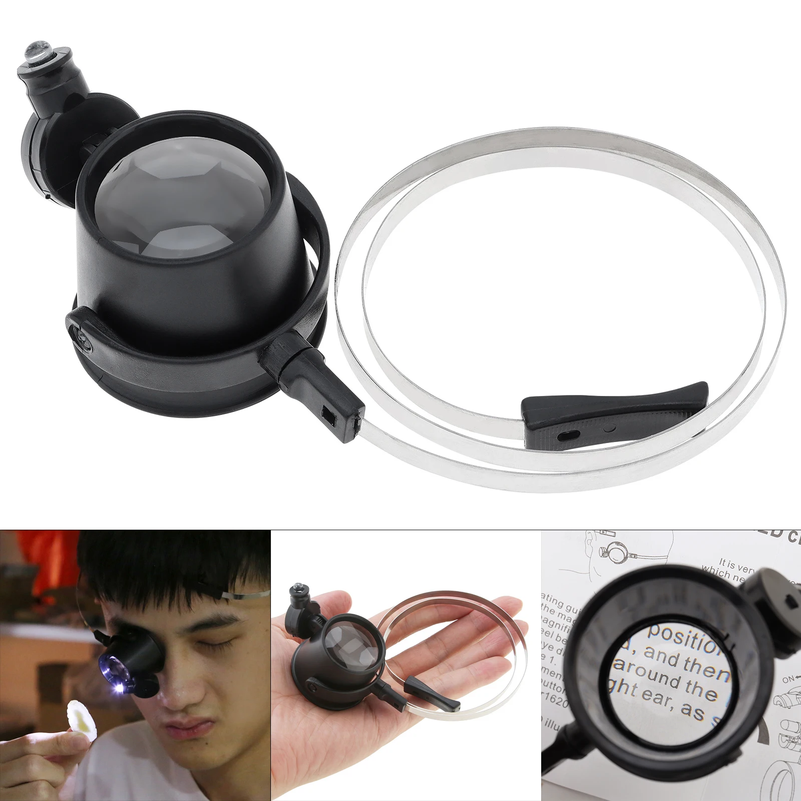 15X Adjustable Jewelers Eye Loupe Loop Headband Magnifier