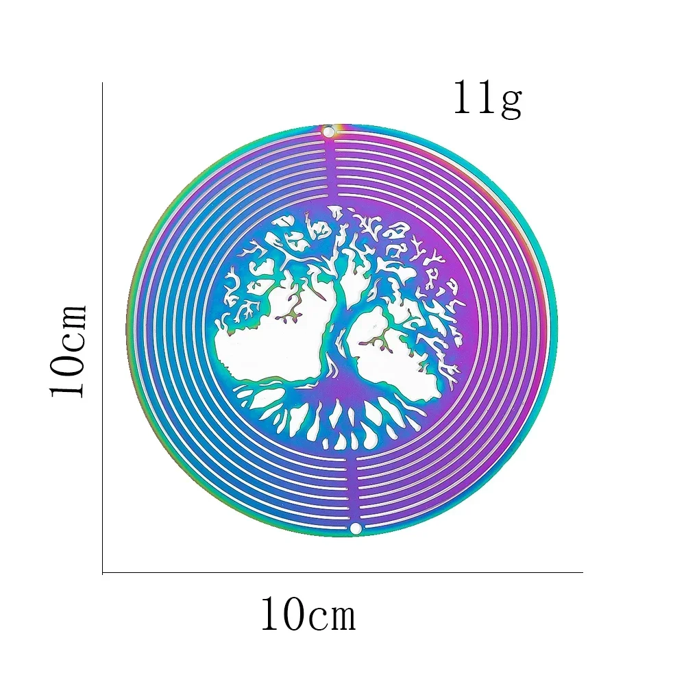 1PC 10cm Colorful Tree of Life Wind Chime Spinner Laser Cut Stainless Steel Sequin Garden Reflective Pendant Bird Scare Repeller
