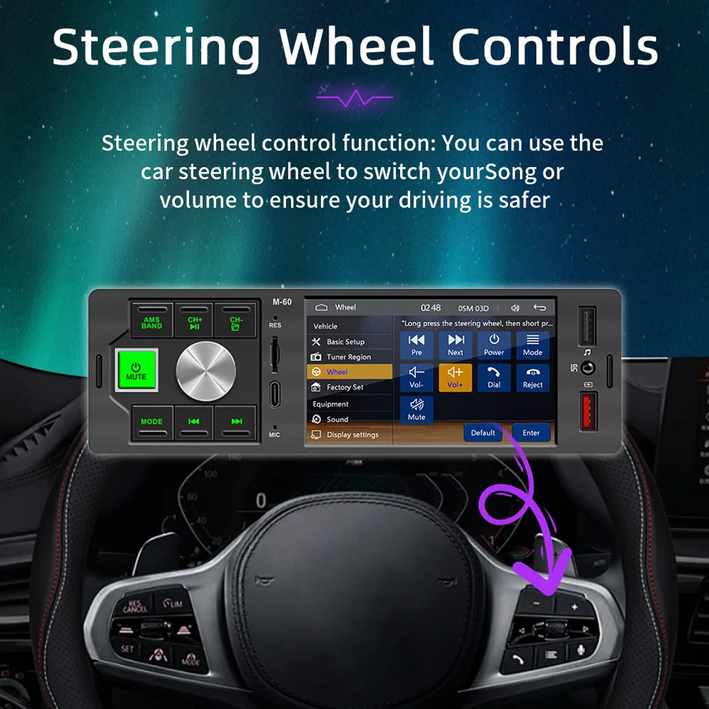 FM60 Single Din Car Stereo Radio Compatible For Ios Car Interaction System/Android Auto 4.1" Radio FM Audio Receiver