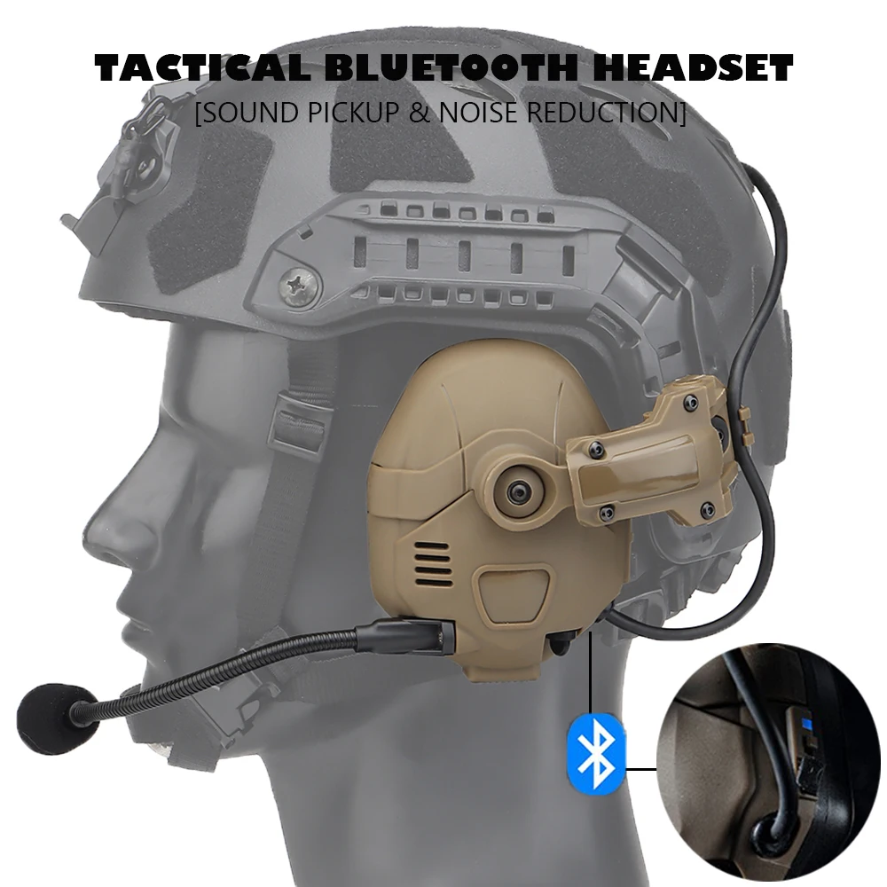 Tactical Bluetooth Headset Rechargeable Tuning Noise Reduction Headset Military Hunting