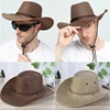 Western Cowboy Hat Retro Sheriff Cap Sunscreen With Wind Rope Hat Men And Women Horseback Riding Tourism Fishing Sunshade Cap 1