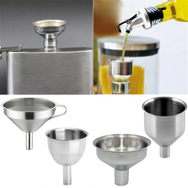 

Stainless Steel Funnel Mini Funnel Oil Spill Wine Spill Tool Liquid Dispenser Detachable Filter Wide Mouth Funnel For Oil Wine