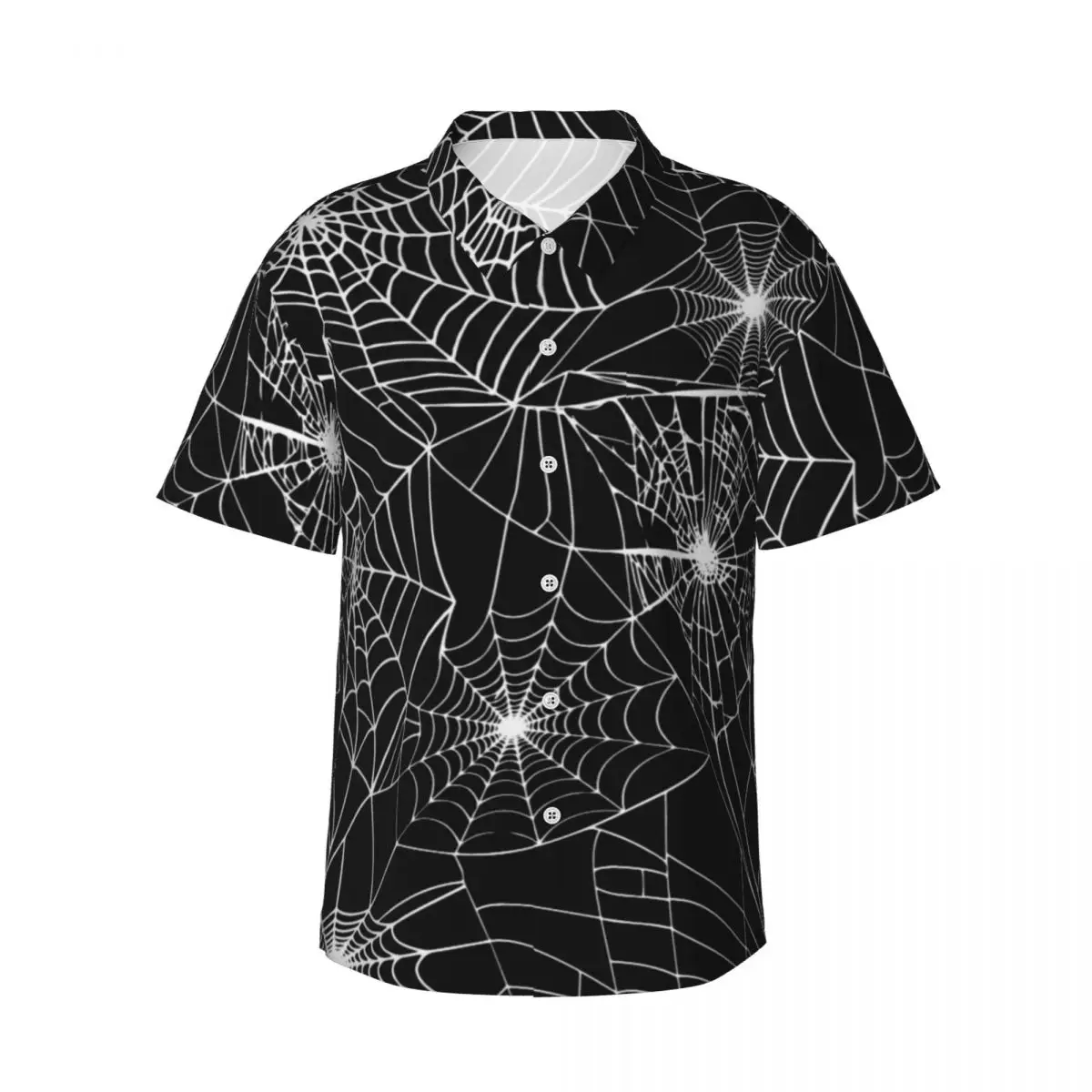 Hawaii Shirt Beach Spooky Halloween Blouses Spider Web Print Vintage Casual Shirts Mens Short Sleeve Streetwear Clothing 2