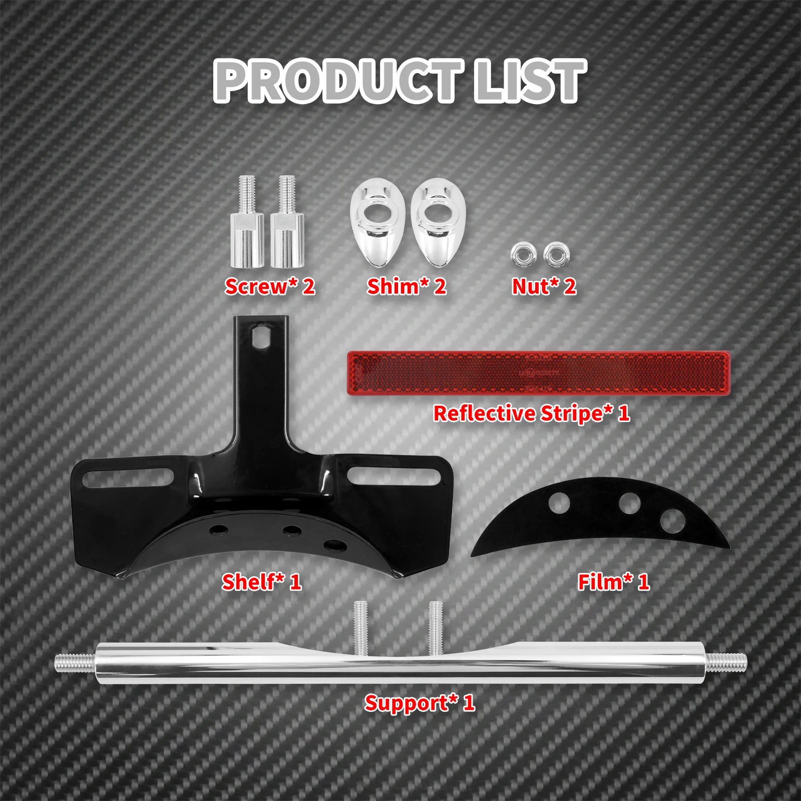 Motorcycle Turn Signal License Plate Relocation Kit Black For