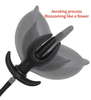 Flower Bud Inflatable Anal Plug Separate Dildo Pump Go Out Wear Expandable Big Butt Plug Bdsm G-spot Massage Ass Dilator Sex Toy 4