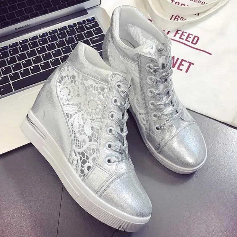 Rubber Shoes Sneakers With Elevated Heel Women Wedge