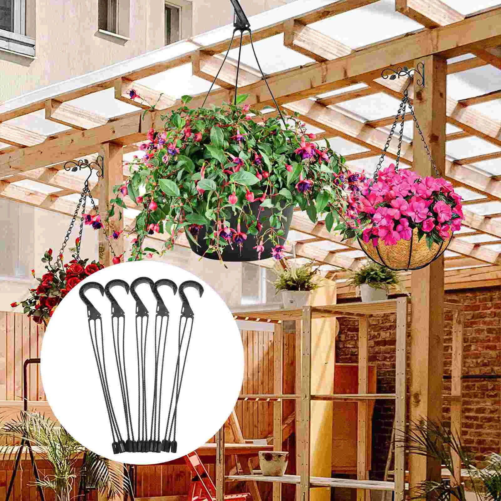 Plant Stand 5pcs White Hooks for Baskets Flowerpot Hangers Durable Plant Shelves Garden Accessories Plastic Planter Hooks Outdoor Furniture