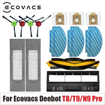 ECOVACS Deebot T9 AIVI T8 AIVI N8 Pro 먼지 봉투 부품 교체 액세서리, 메인 사이드 브러시 HEPA 필터 로봇 진공 청소기