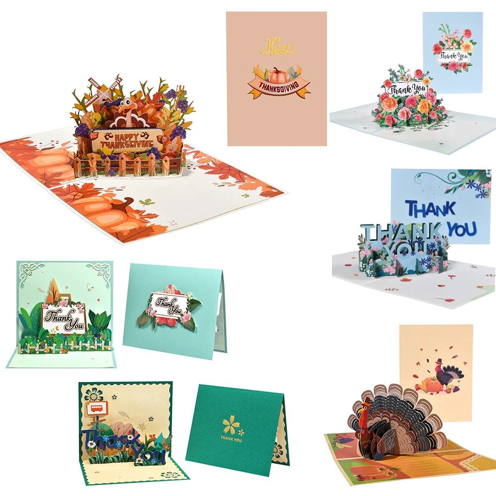 Festive Thanksgiving 3D Pop-Up Gratitude Greeting Card Gift
