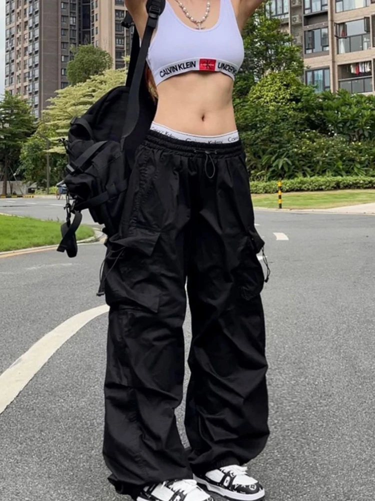 GETADME Oversized Black Sweatpants Women Y2K Harajuku Baggy Joggers Summer Streetwear Wide Leg Pants Korean Fashion Casual Trousers New