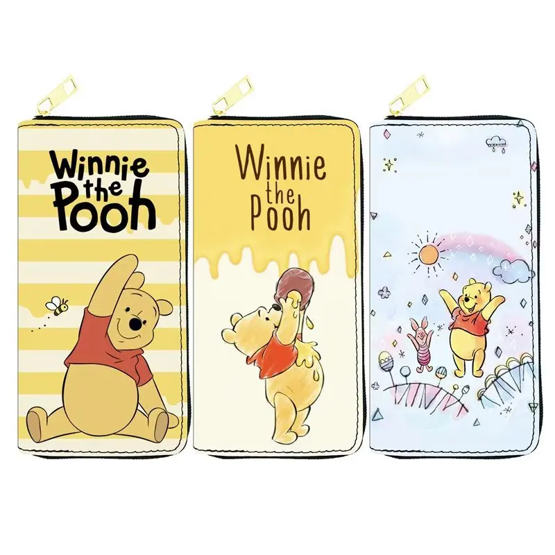 Disney Winnie the Pooh Wallet Cartoon Piglet Eeyore Tigger Womens Blocking Leather Zip Around Wallet Long Purse Credit Card 3