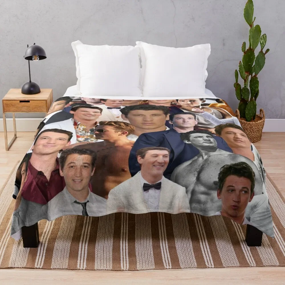 

Miles Teller photo collage Throw Blanket Personalized Gift Sofa Blankets