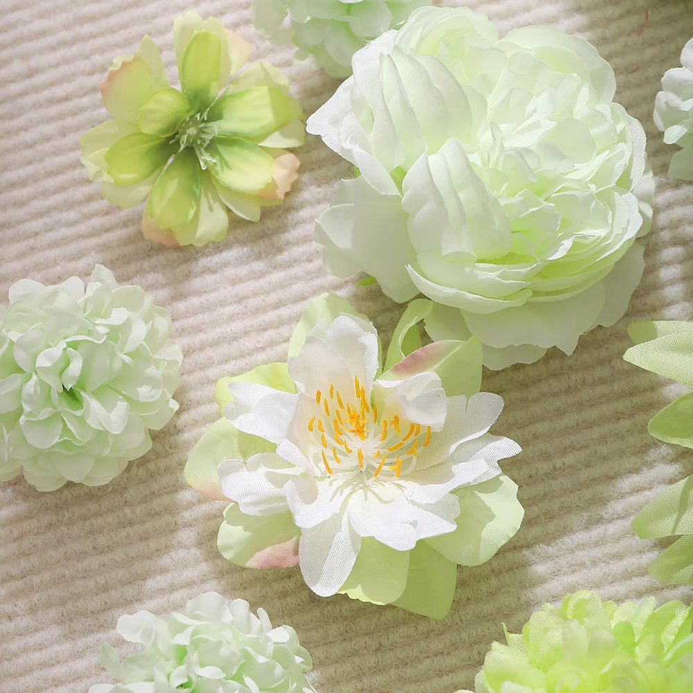 20/50 Stück grüne künstliche Blumen aus Seide, künstliche Blumenköpfe für Heimdekoration, Hochzeit, Weihnachtsdekoration, DIY-Girlande, Geschenkzubehör – Detail 11
