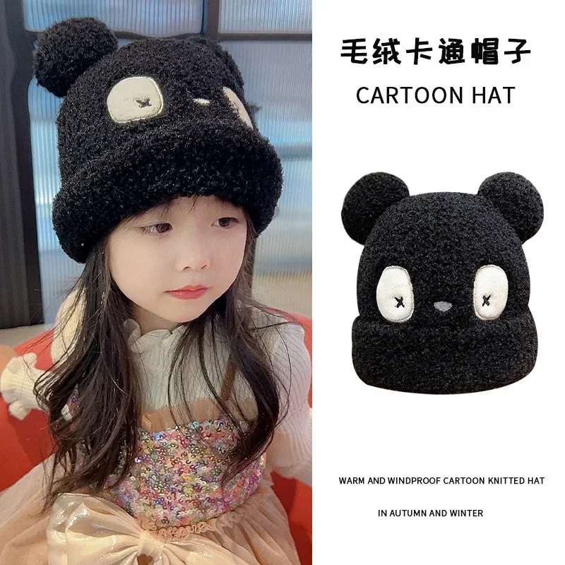 Children's Panda Hats Autumn Winter Thicken Caps for Boys Girls 2025 Knitted Kids Warm Windproof Kids Hat Baby Accessories 6
