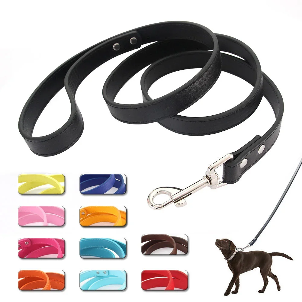 16 Colors Dog Leash Soild Color Leather Pet Walking Training Leads For Small Medium Dogs Cat In Collar And Harness 120cm 16 Colors Dog Leash Soild Color Leather Pet Walking Training Leads For Small Medium Dogs Cat In Collar And Harness 120cm