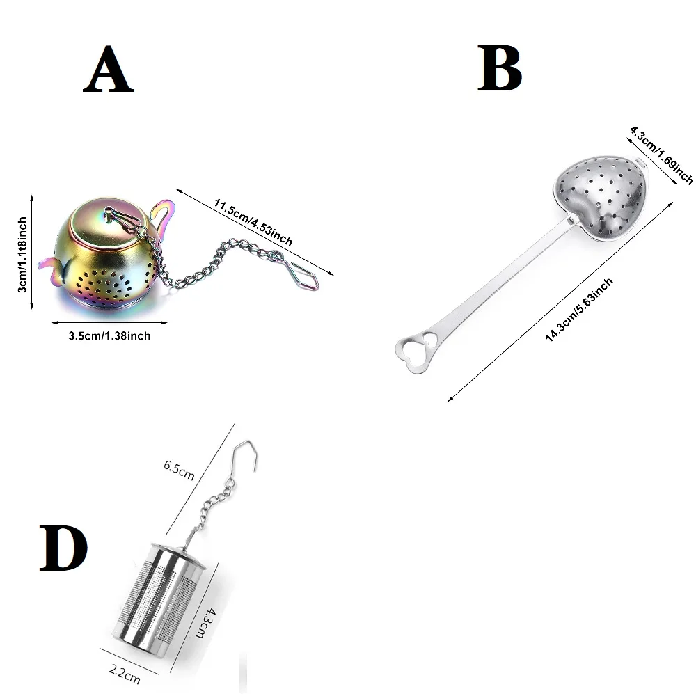 Teapot/Star/Heart Shape Tea Strainer Stainless Steel Tea Infuser with Chain Herbal Spice Filter Diffuser Kitchen Gadget Teaware tea infuser,tea strainer,tea filter
