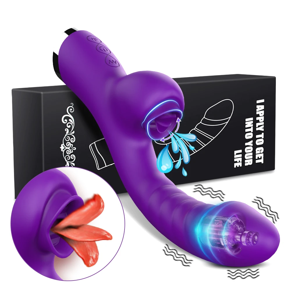 Female Sex Toys Vibrator For Women 2 In 1 Licking Machine Clitoris Stimulator G-Spot Powerful Vibro Dildo Wand Female Clit Sucker