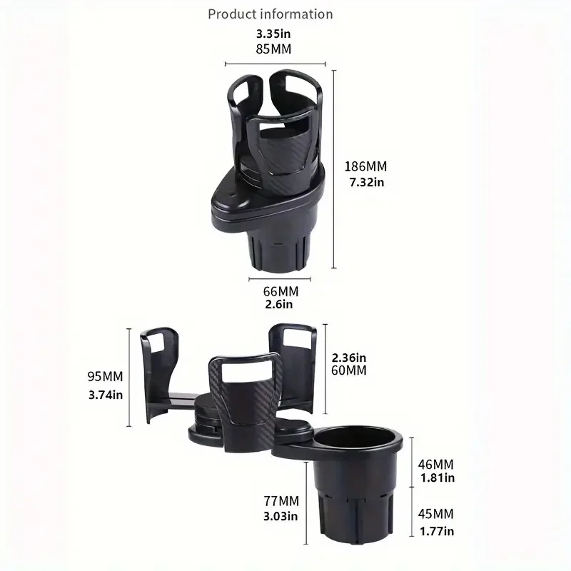 Cup Holder Expander 1PC Car Cup Holder Expander 360&deg; Rotatable Dual Drink Holder All-Purpose Fit Most Cars Durable Plastic Material
