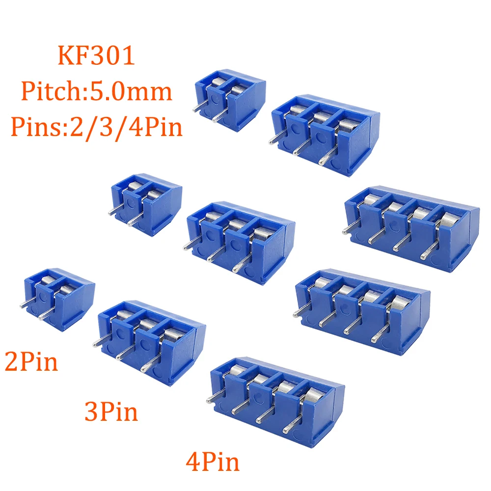 

KF301 2P 3P 4P 5mm Screw Wire Terminal Block KF301-2P KF301-3/4P Pitch 5.0mm Straight Pin Spliceable Plug-in PCB Cable Connector