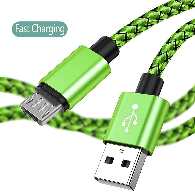 Cabo micro usb sincronização de dados 2a náilon trançado carregamento rápido 1m 2m 3m cabo carregador para samsung huawei htc android telefone usb micro