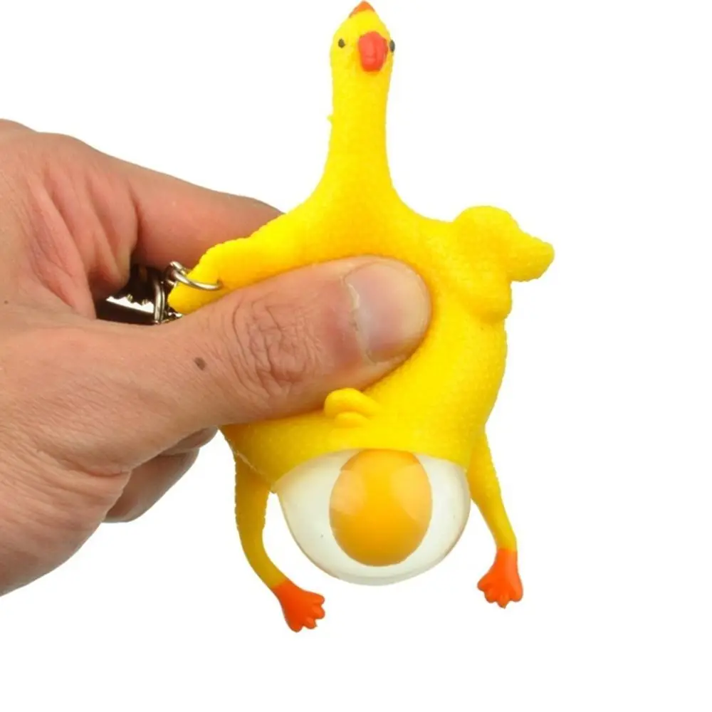 

New Hand Pranks Tricky Hens Spoof Gadgets Halloween Gift Chickens Lay Eggs Keychain Funny Vent Toys