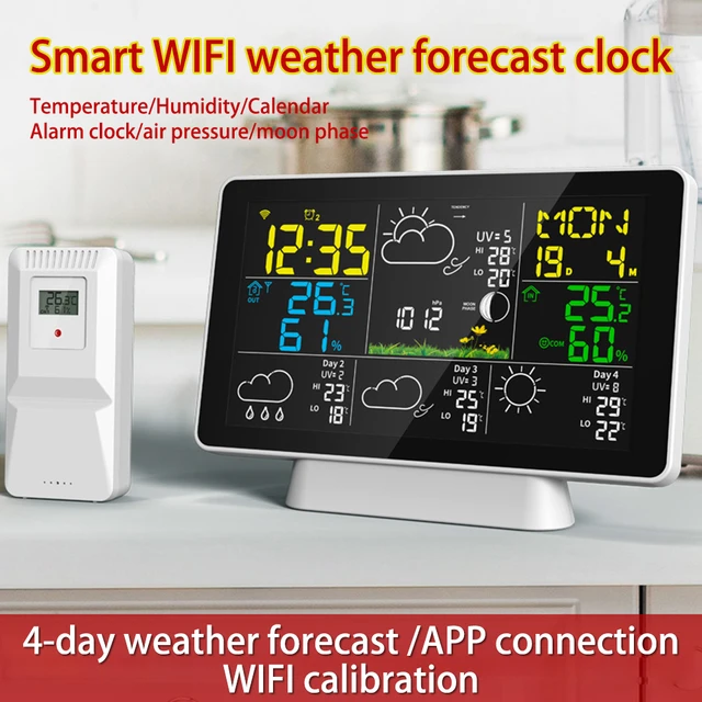 Digital Weather Station Clock Indoor Outdoor Weather Forecast Barometer  Thermometer Hygrometer with Wireless Outdoor Sensor - AliExpress