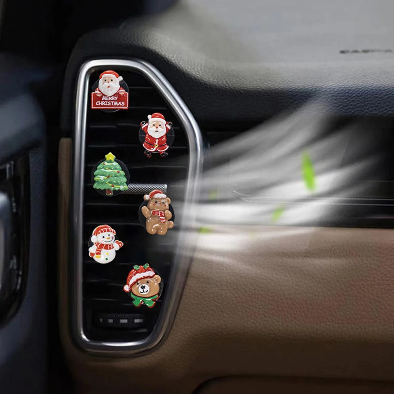 Car Outlet Vent Perfume Clips Christmas Pattern Air Freshener Diffuser Conditioning Aromatherapy Perfume Clip Car Interior Decor