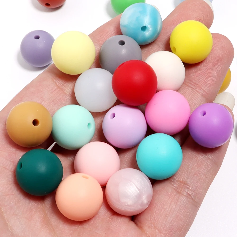 Set of 20 Candy-Colored Round Silicone Beads for DIY Jewelry and Accessories