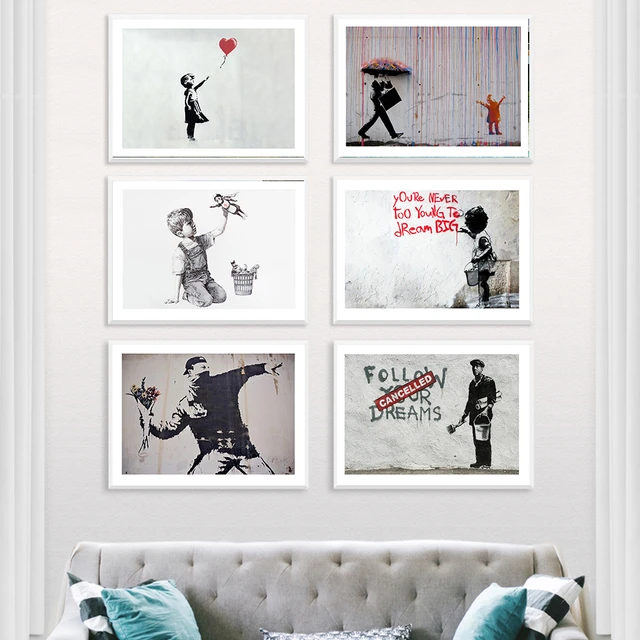 Banksy Posters Canvas Prints, Banksy Graffiti Art Girl