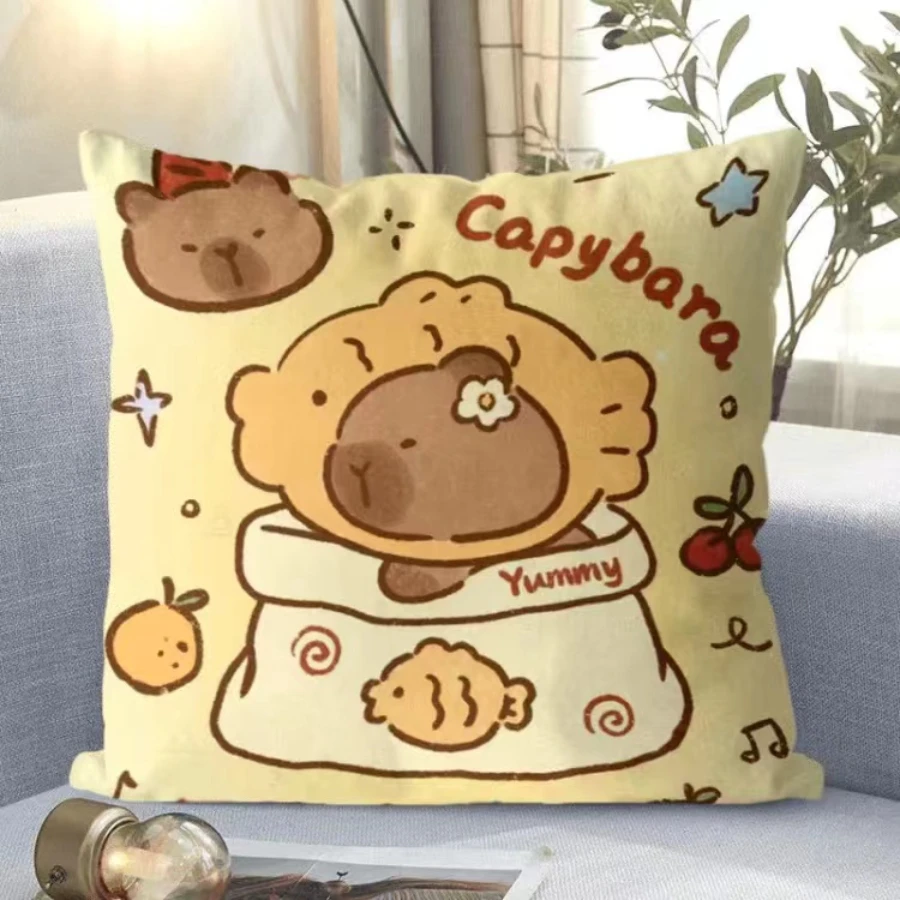 Capybara Cute Throw Pillow Cartoon Square Pillows Kawaii Anime Soft Waist Sofa Cushion Car Home Bedroom Decoration