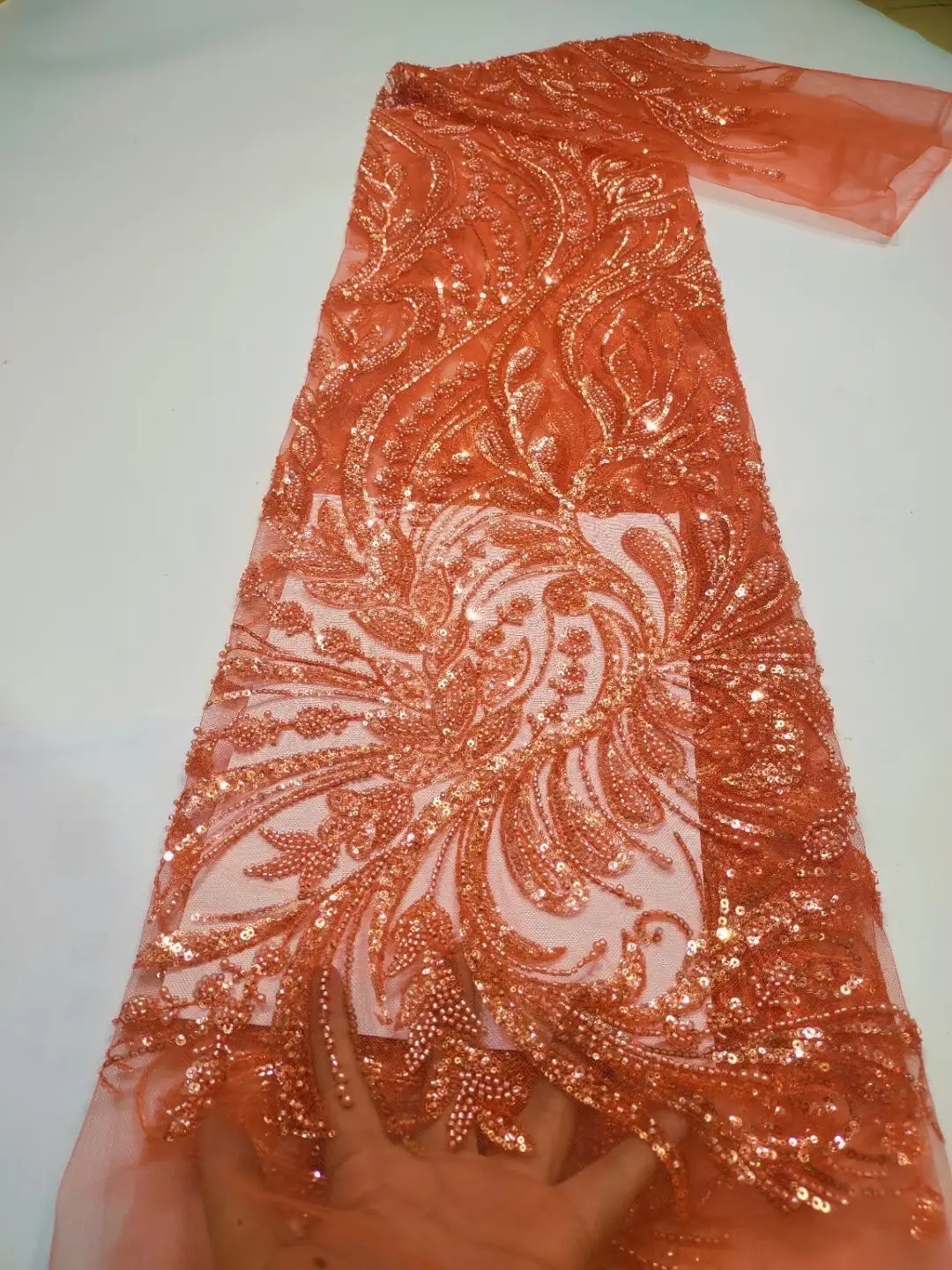 

African Sequin and beads L-1308265 Lace Fabric High Quality Lace French Tulle Lace Fabric Nigerian Lace Fabrics For Wedding
