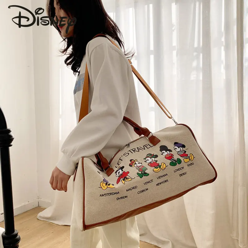 Disney Mickey 2023 New Fashion Travel Bag Luxury Brand Women's Travel Portable Travel Bag Large Capacity Cartoon Fitness Bag